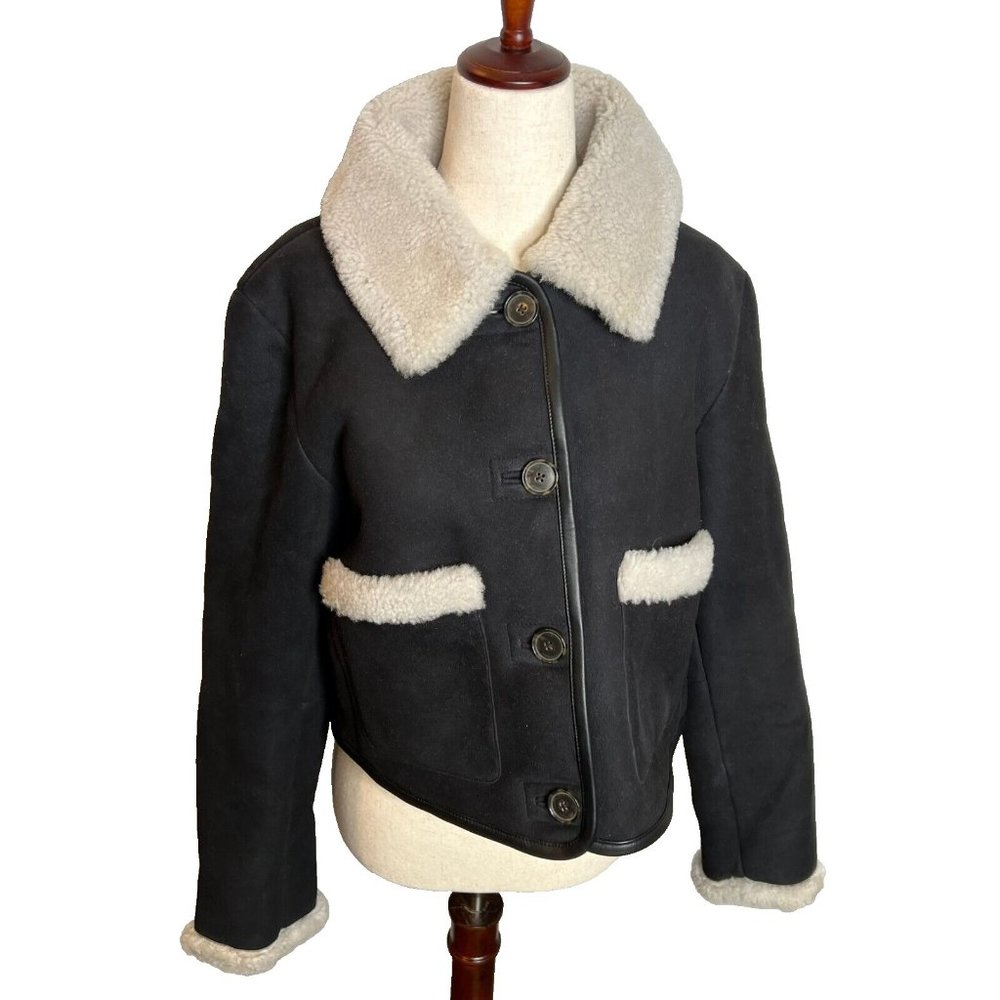 J.Crew $950 Collection Limited Edition Cropped Shearling Jacket Size S BV677 - Picture 4 of 12